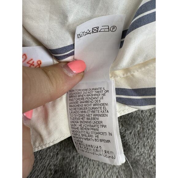 Brunello Cucinelli Silk Striped Sleeveless Blouse Top White Blue M Italy V-neck - Picture 13 of 14